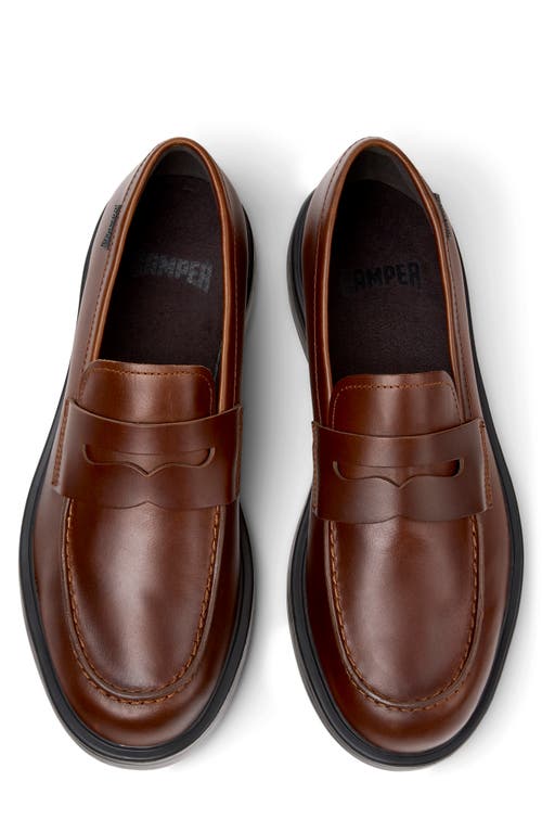 Camper Dean Leather Penny Loafers In Brown