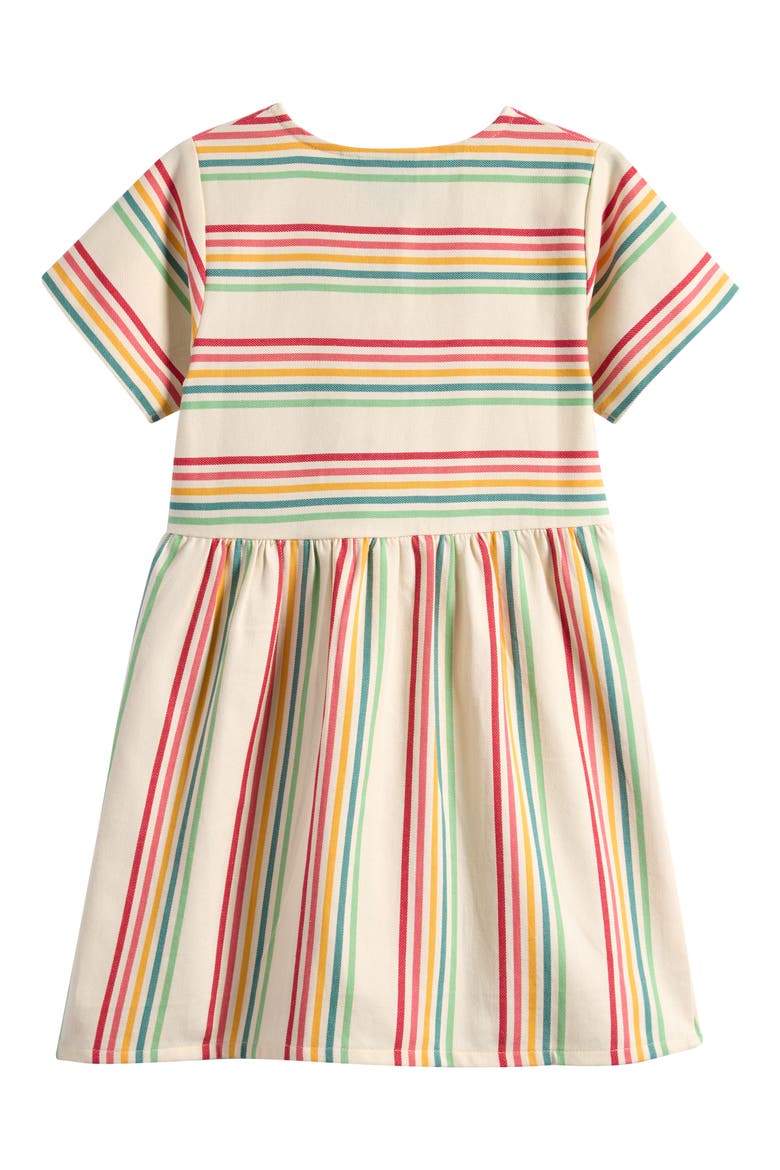Kids' Stripe Button Front Dress, Alternate, color, BEIGE MULTI