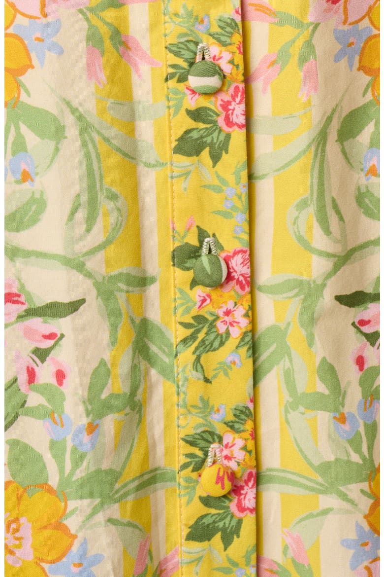 Floral Belted Cotton Maxi Shirtdress, Alternate, color, PALE YELLOW