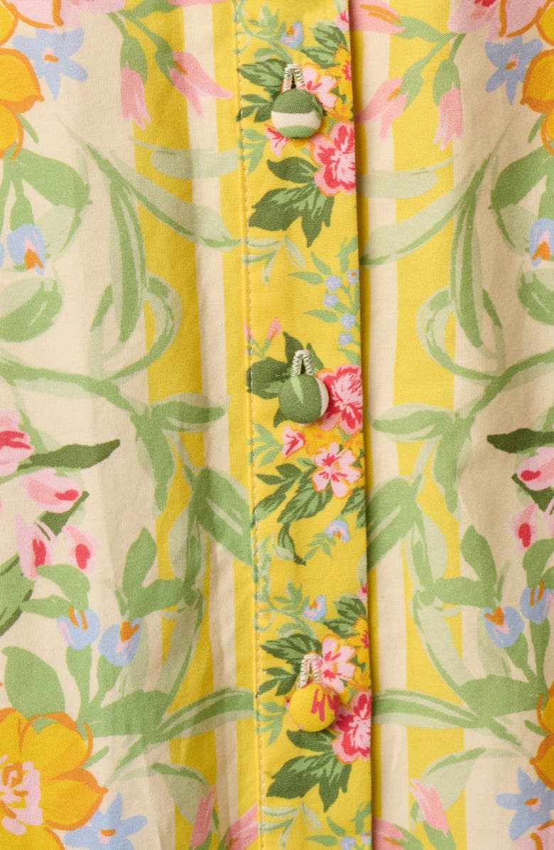 Adrianna Papell Floral Belted Cotton Maxi Shirtdress, Alternate, color, Pale Yellow