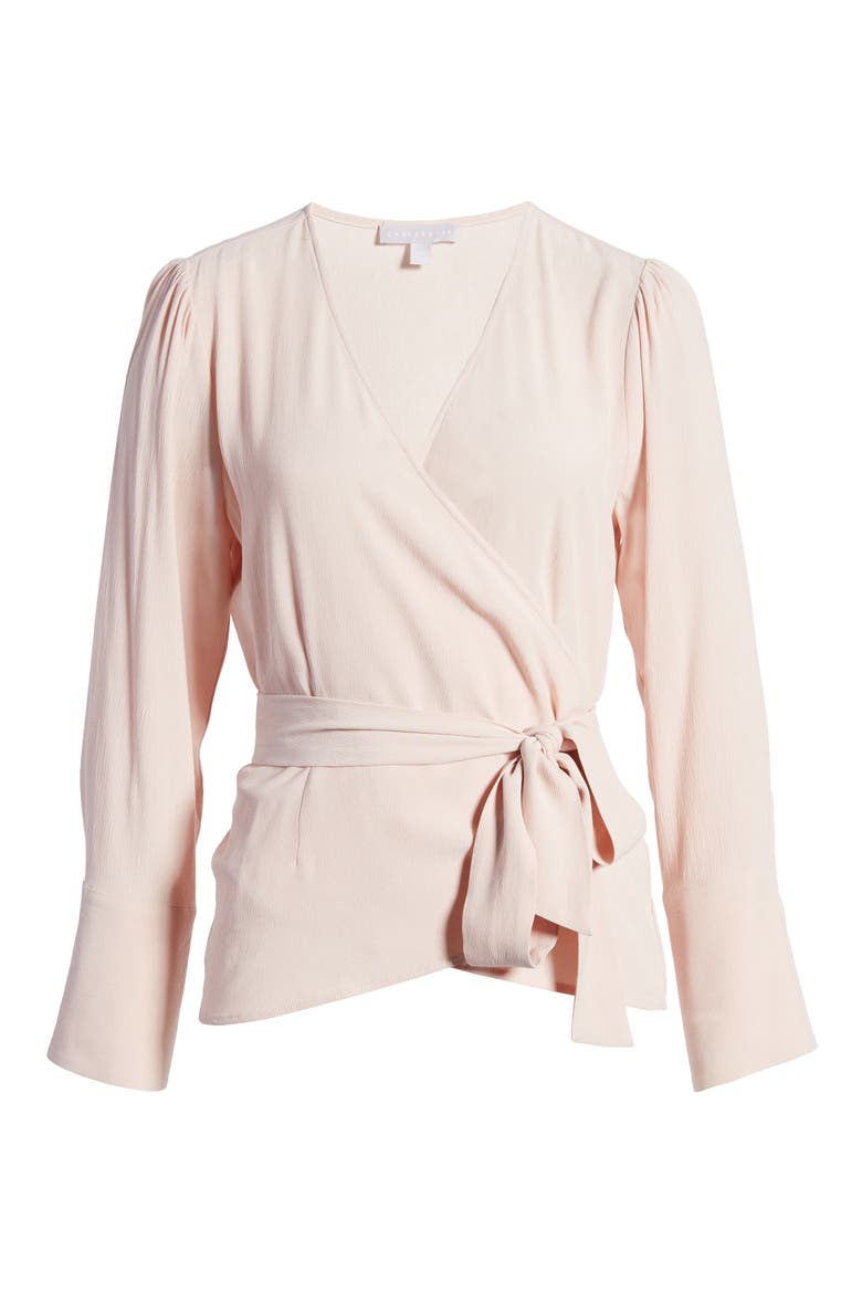 Long Sleeve Wrap Blouse, Alternate, color, PINK SMOKE
