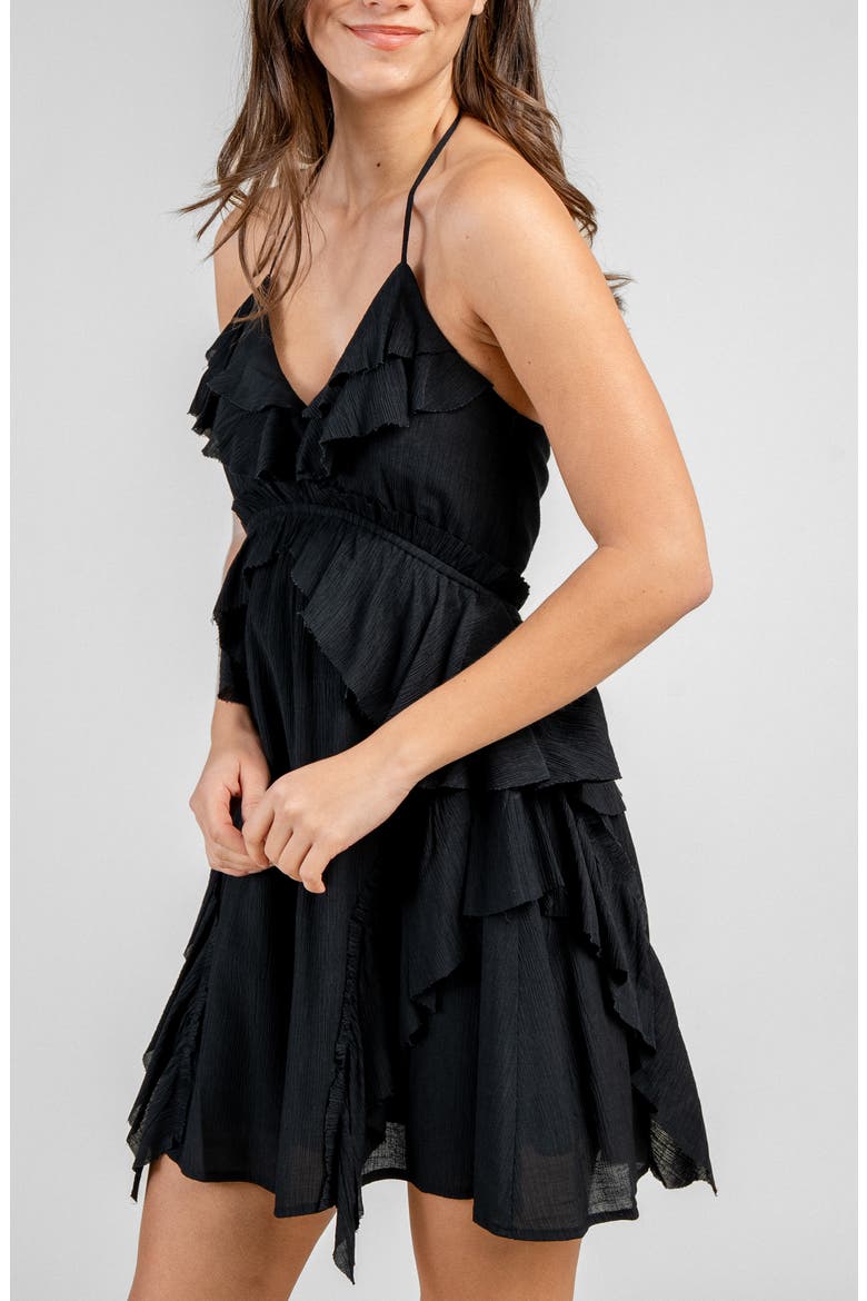 Gauze Short Dress, Alternate, color, BLACK
