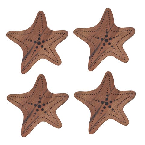 Sea Star Wood Coasters, Set of 4