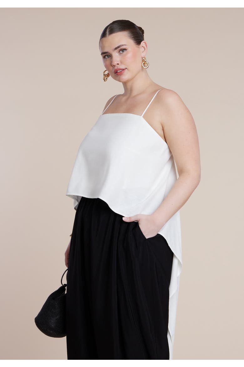 Cascading Linen Crop Top, Alternate, color, COCONUT MILK