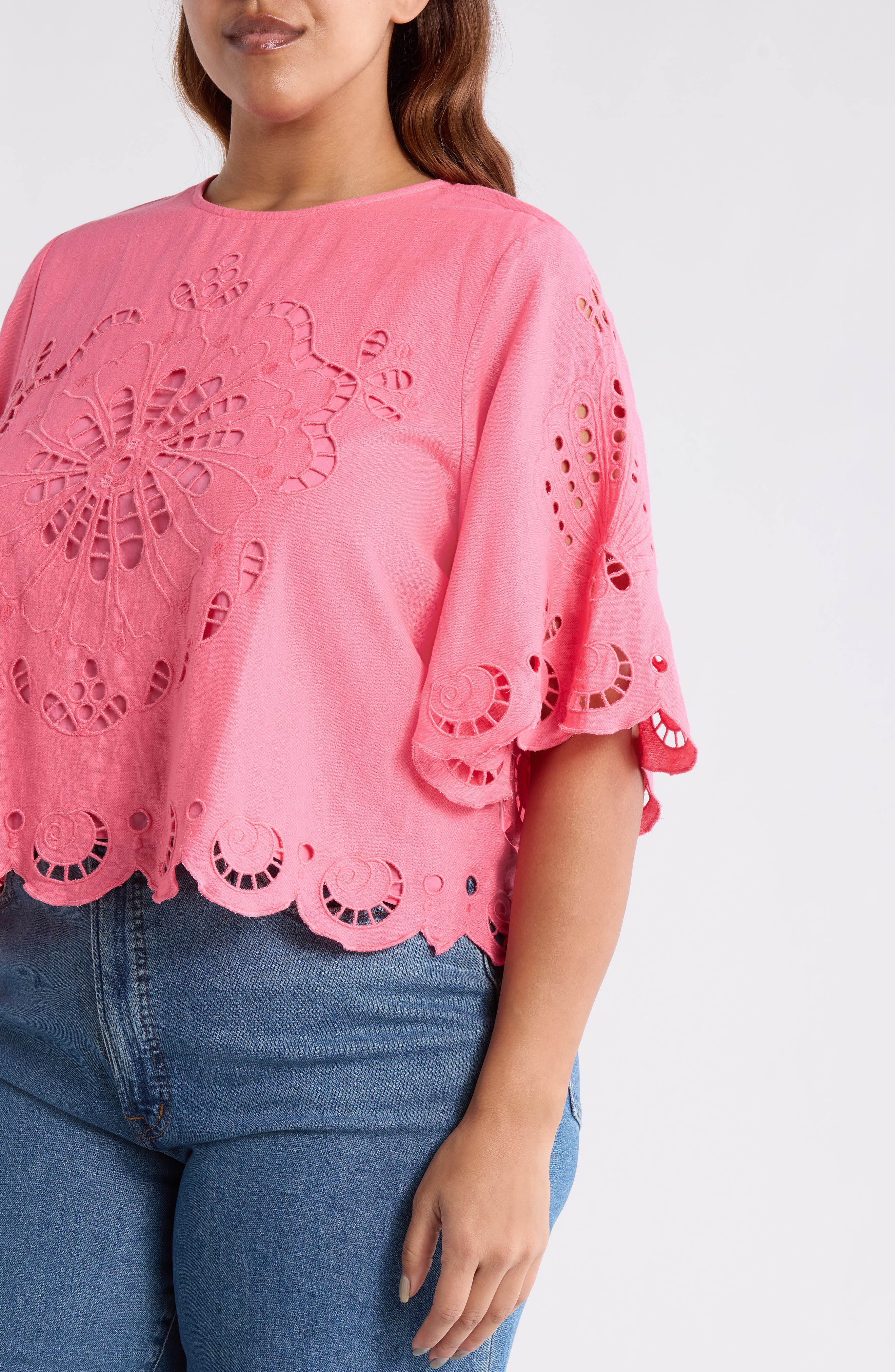 Treasure & Bond Cutout Linen Blend Top (Women) | Nordstrom