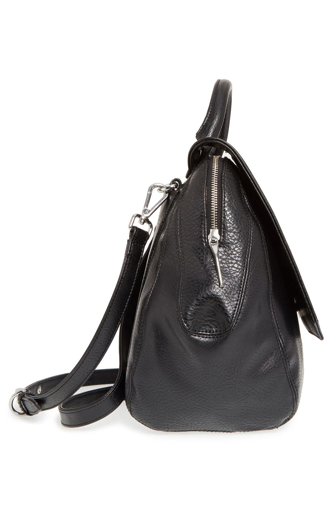 'Wellington' Vegan Leather Satchel, Alternate, color, BLACK