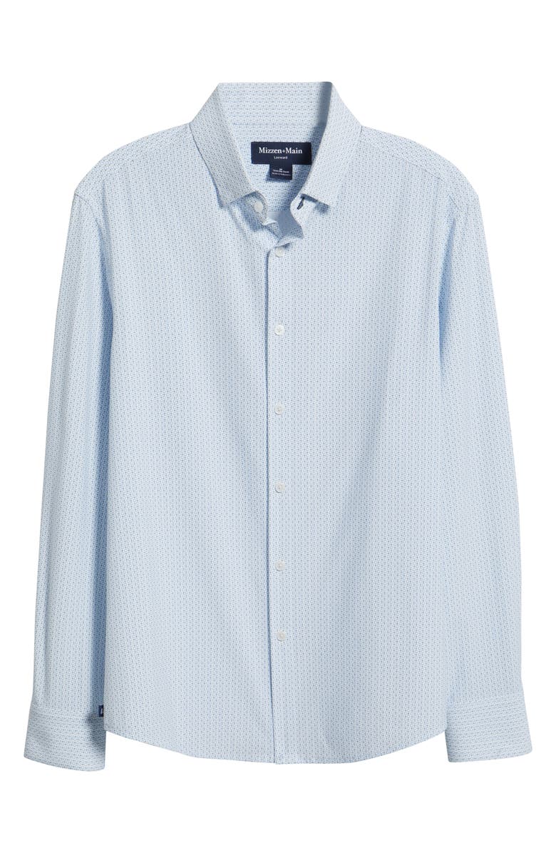 Mizzen+Main Leeward Trim Fit Micropattern No Tuck Button-Up Shirt, Alternate, color, White Circle Mosaic
