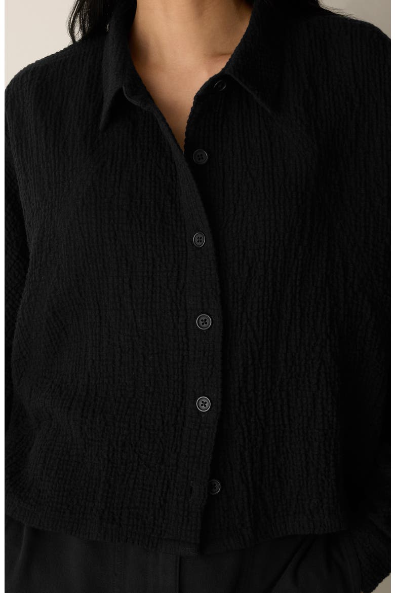 Organic Cotton Crepe Cropped Jacket, Alternate, color, BLACK
