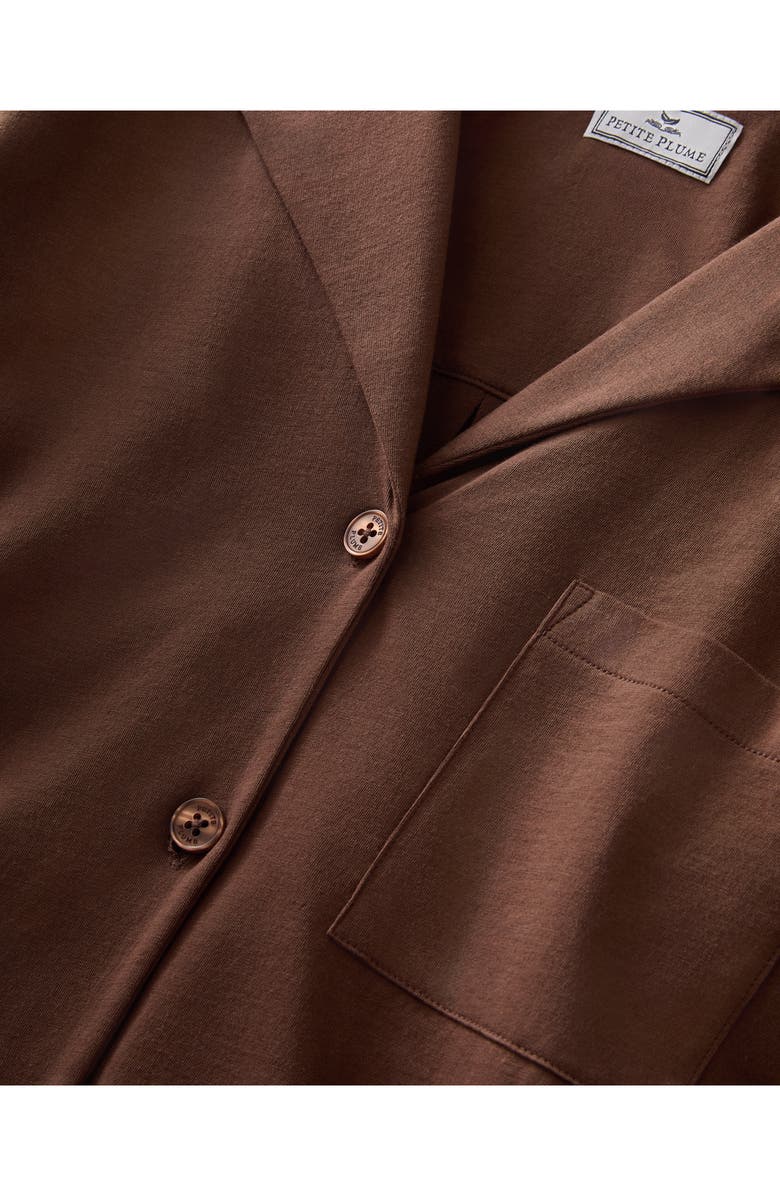 Petite Plume Olivia Featherweight Pima Cotton Short Pajamas, Alternate, color, Brown