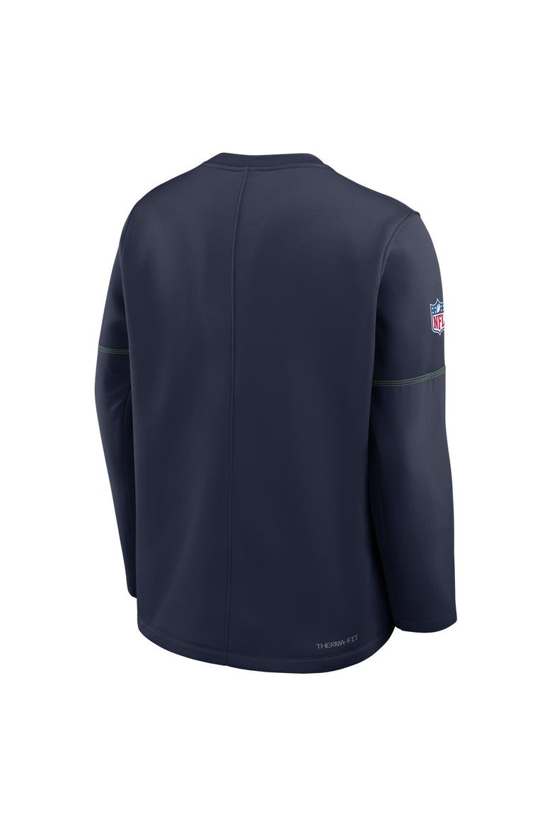 Men's Nike Navy Seattle Seahawks Sideline Coaches Team Present Midweight Therma-FIT Sweatshirt, Alternate, color, Navy