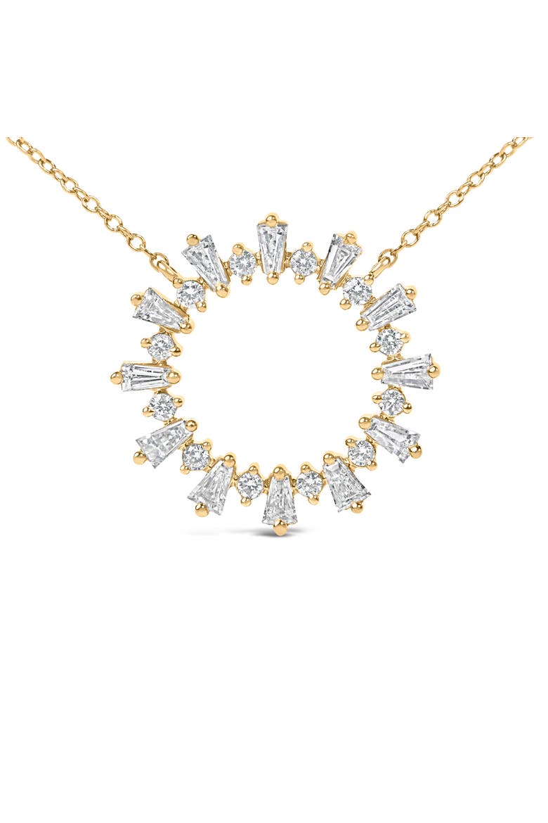 14K Yellow Gold Plated Sterling Silver 3/4 Cttw Diamond Starburst Pendant Necklace, Alternate, color, Yellow Gold over Silver