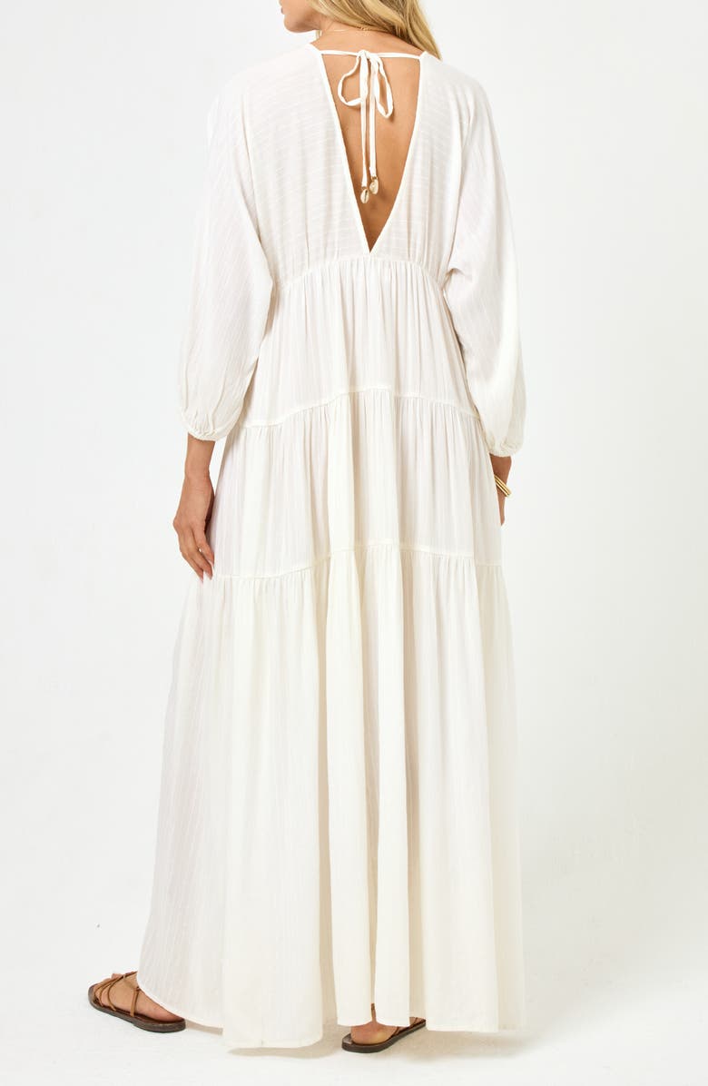 LSPACE Eterna Tiered Cover-Up Maxi Dress, Alternate, color, Cream