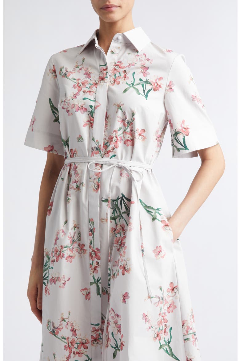 Floral Organic Cotton Midi Shirtdress, Alternate, color, PAINTED ORCHID PETAL PINK