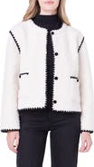 English Factory Premium Contrast Trim Faux Shearling Jacket