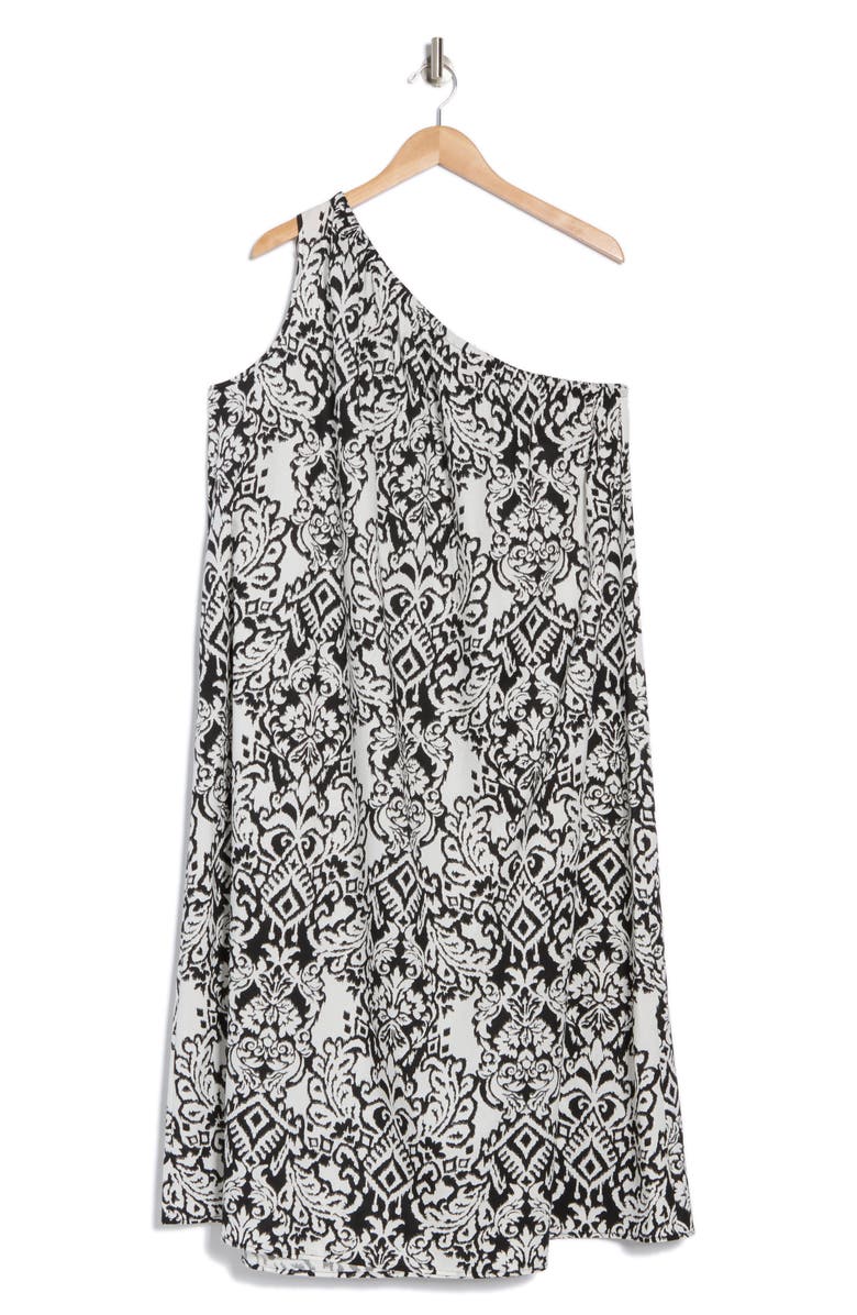 Renee C One-Shoulder Midi Dress, Alternate, color, Black/ White