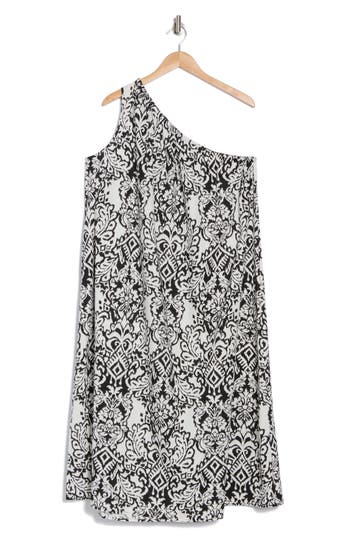 Renee C One-shoulder Midi Dress In Black/white