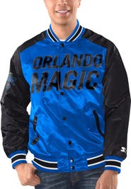 STARTER Men's Starter Blue/Black Orlando Magic Renegade Satin Full-Snap Varsity Jacket