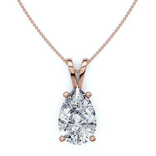 Bliss Diamond 4ct Solitaire Diamond Pendant Lab Grown 14k Gold In Rose Gold