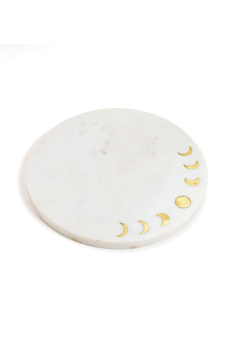 Matr Boomie Indukala Moon Phase Cheese Charcuterie Serving Board - Brass & Marble, Main, color, Ivory