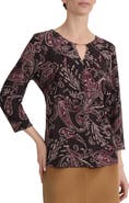 Jones New York Keyhole Three-Quarter Sleeve Crepe Top