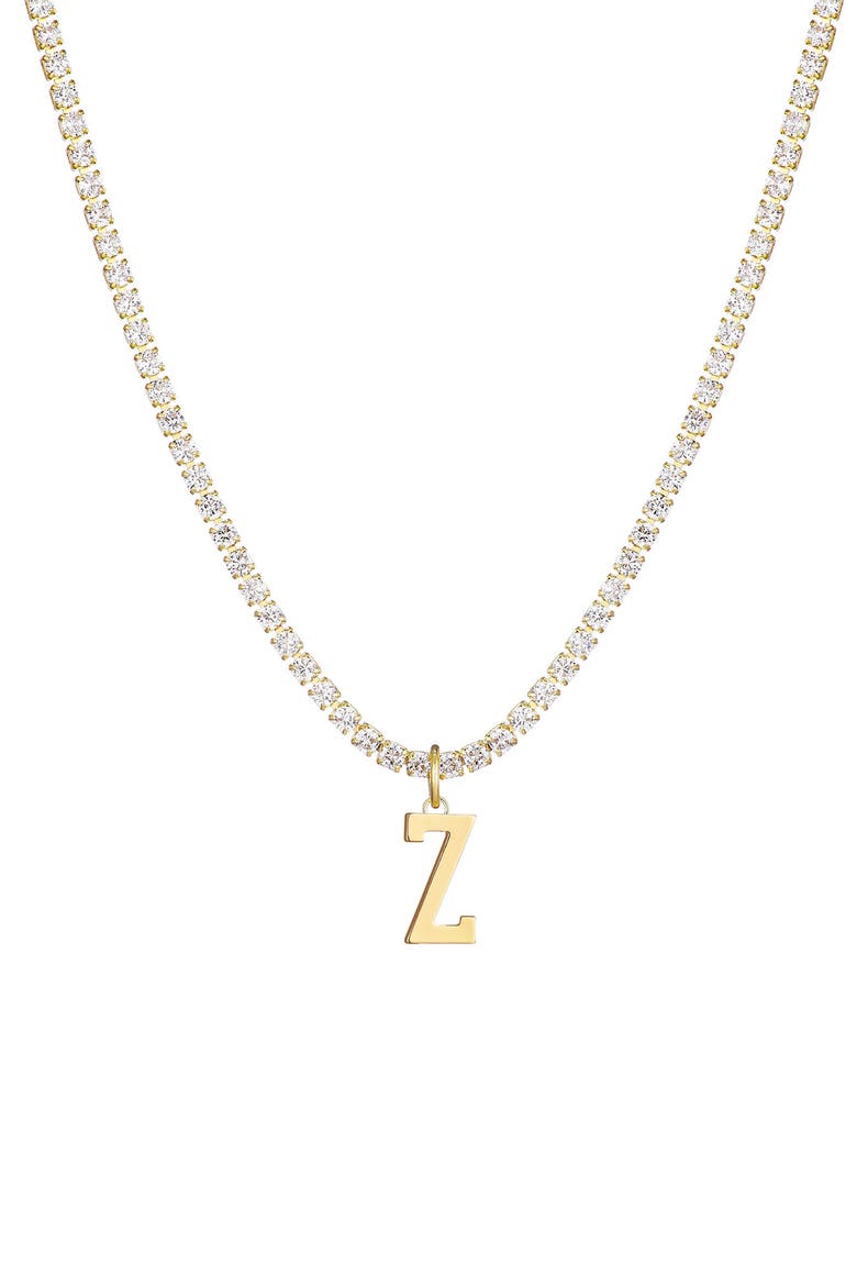 Initial Charm Tennis Necklace, Main, color, GOLD-Z