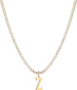 Adornia Initial Charm Tennis Necklace