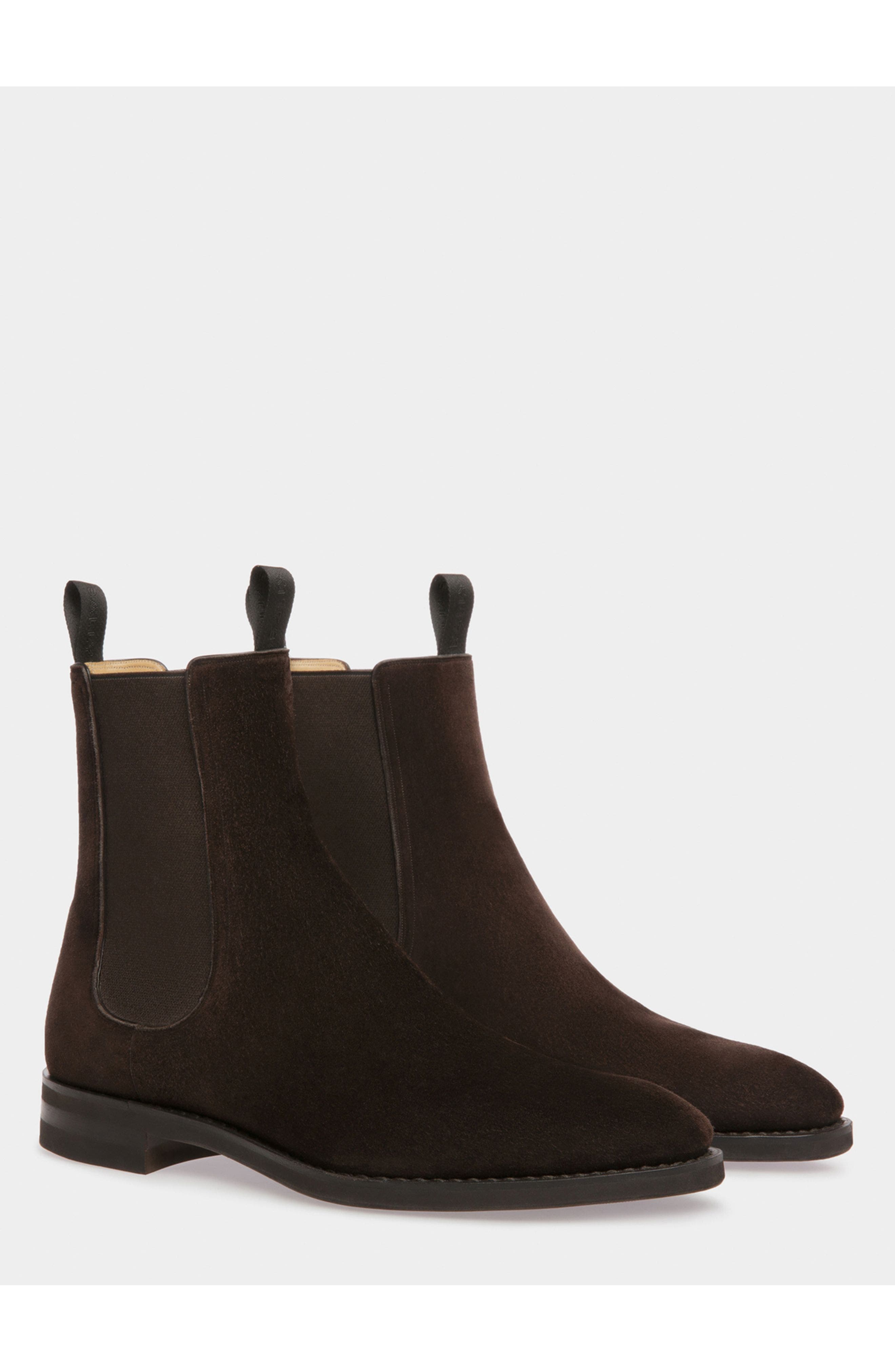 Bally Scribe Booties In Suede, Alternate, color, Ebano 21