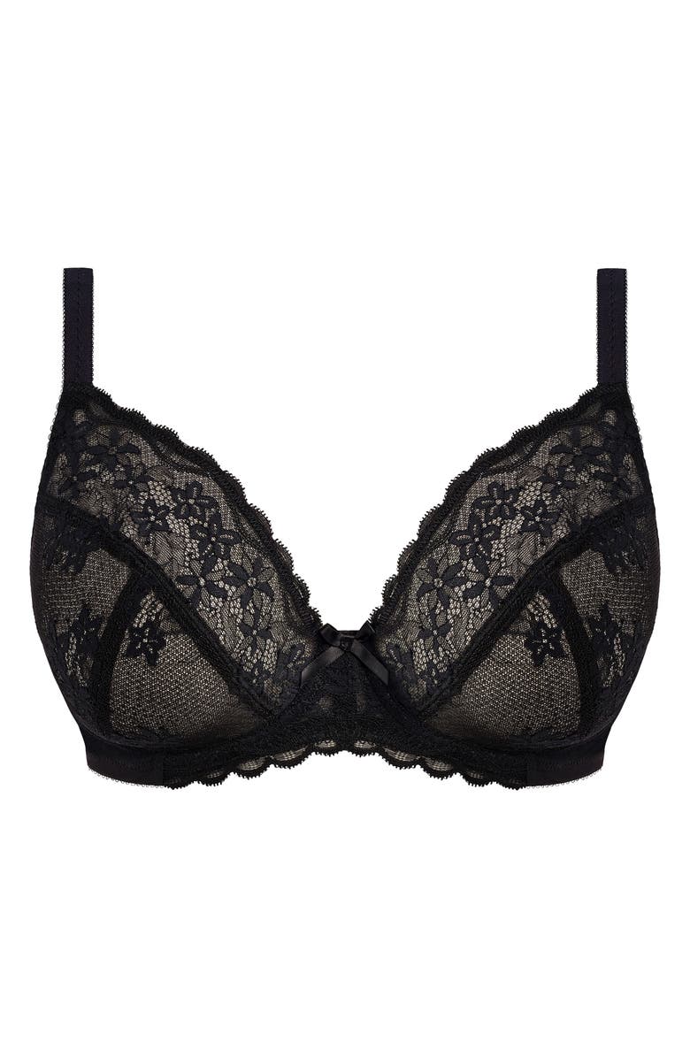 Freya Quinn Lace Underwire Plunge Bra, Alternate, color, Black