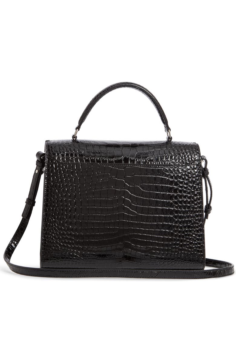 Saint Laurent Medium Cassandra Croc Embossed Calfskin Satchel, Alternate, color,