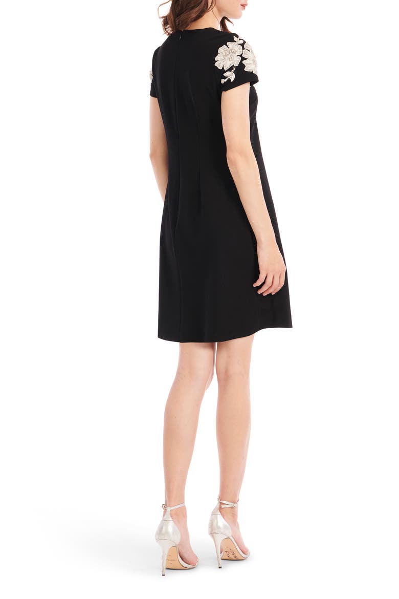 Floral Appliqué Crepe Minidress, Alternate, color, BLACK
