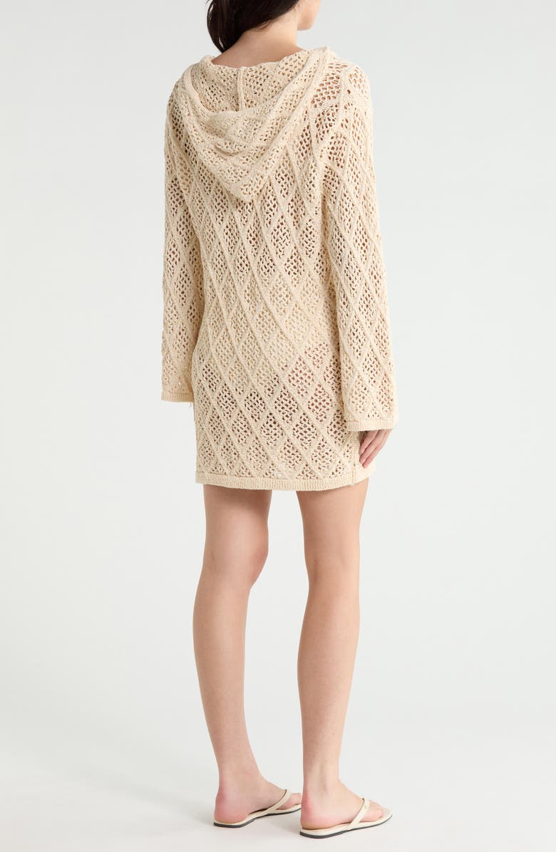 Elan Crochet Cover-Up Minidress, Alternate, color, Natural
