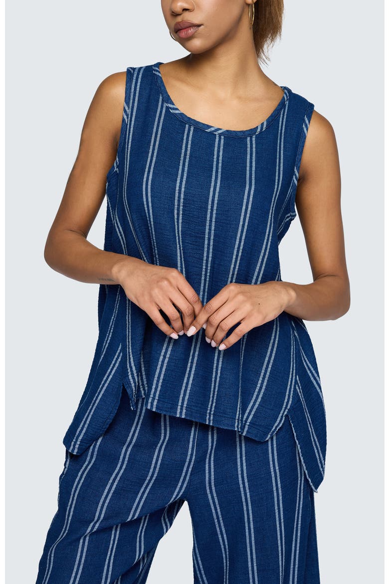 Floria Denim Muslin Top, Alternate, color, Stripe Denim