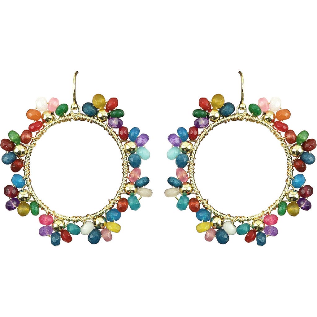 Panacea Multicolor Beaded Flower Circle Drop Earrings
