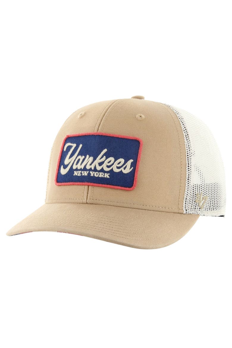 Men's '47 Khaki New York Yankees Glory Daze Trucker Adjustable Hat, Main, color, Khaki