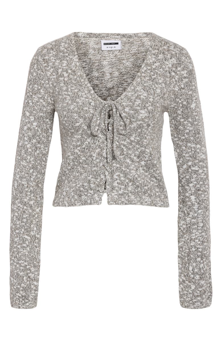 Noisy may Cassy Tie Front Cardigan, Alternate, color, Silver Mink Detail