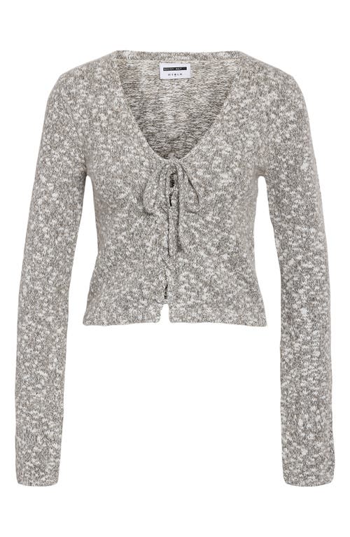 Noisy May Cassy Tie Front Cardigan In Silver Mink Detail