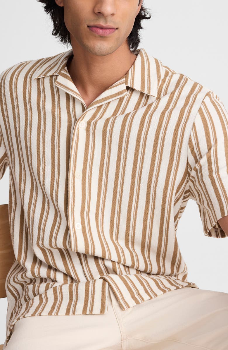 Madewell Seaport Terry Camp Shirt, Alternate, color, Stripe Maple Seed