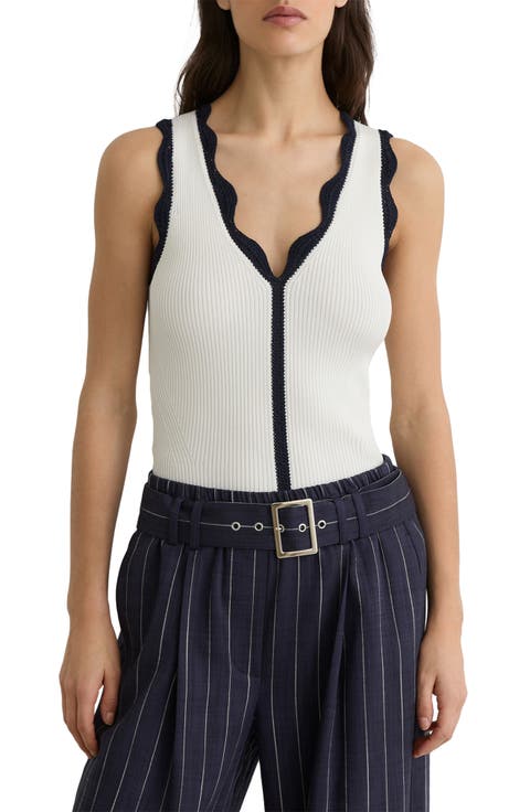 Freya Rib Knit Crochet Trim Tank