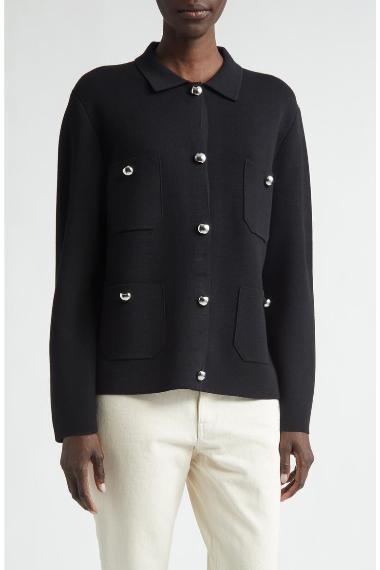 Matte Crepe Shirt Jacket, Main, color, BLACK MULTI