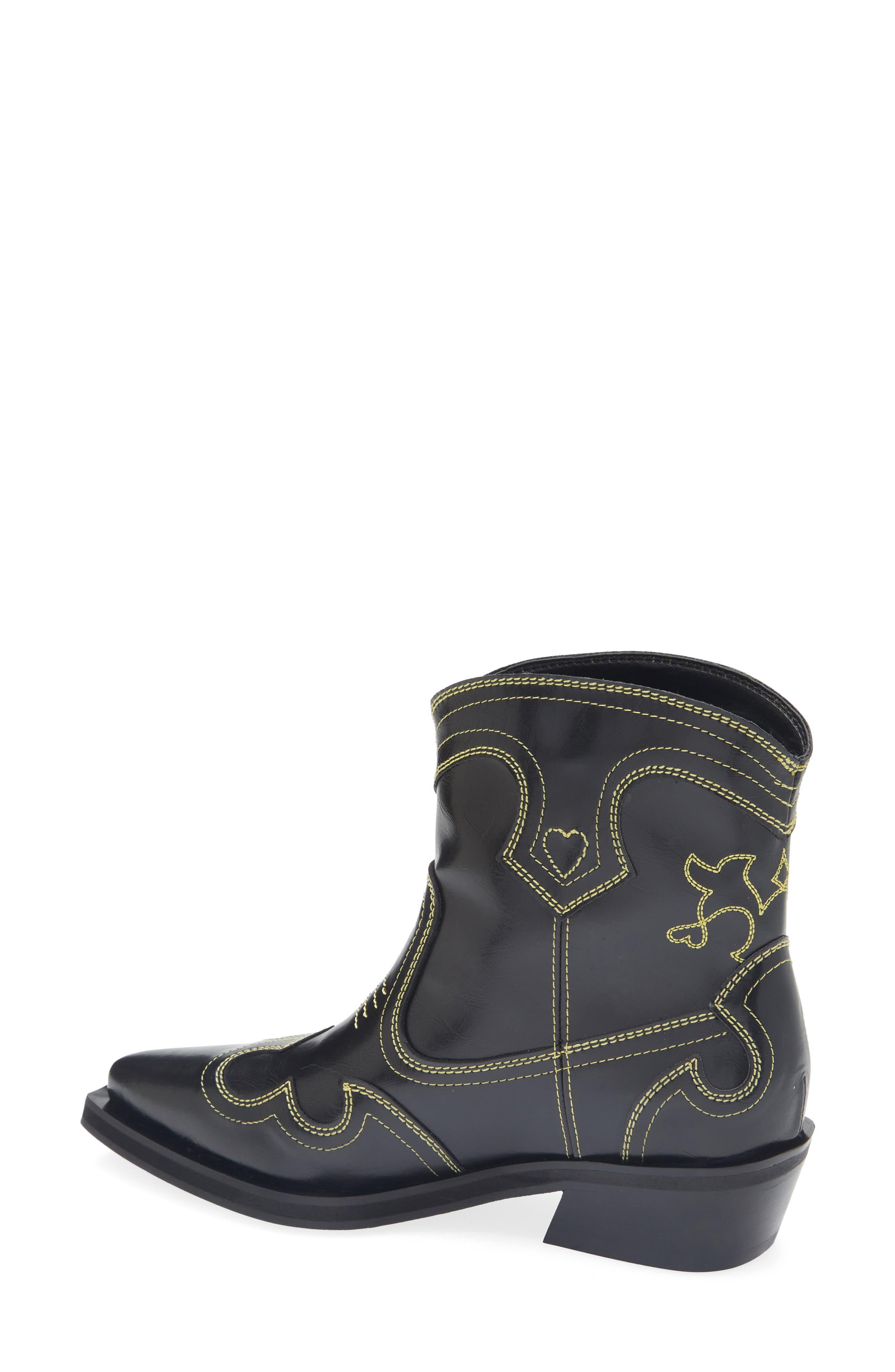 Ganni Embroidered Western Bootie, Alternate, color, Blazing Yellow