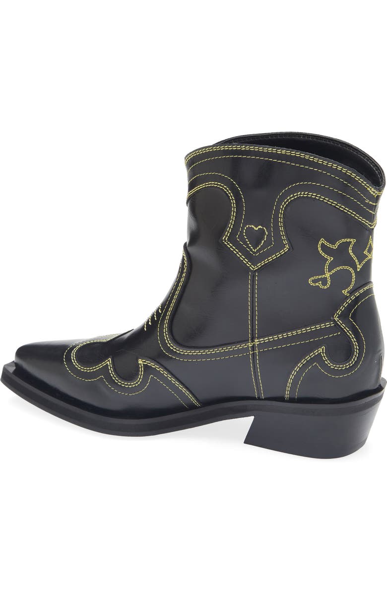 Ganni Embroidered Western Bootie, Alternate, color, Blazing Yellow