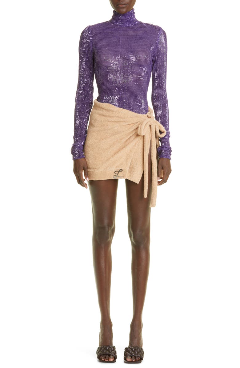 LaQuan Smith Paillette Turtleneck Top, Alternate, color,