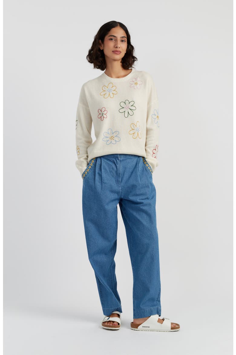 Chambray Daisy Wide-Leg Pants, Alternate, color, Spring Blue