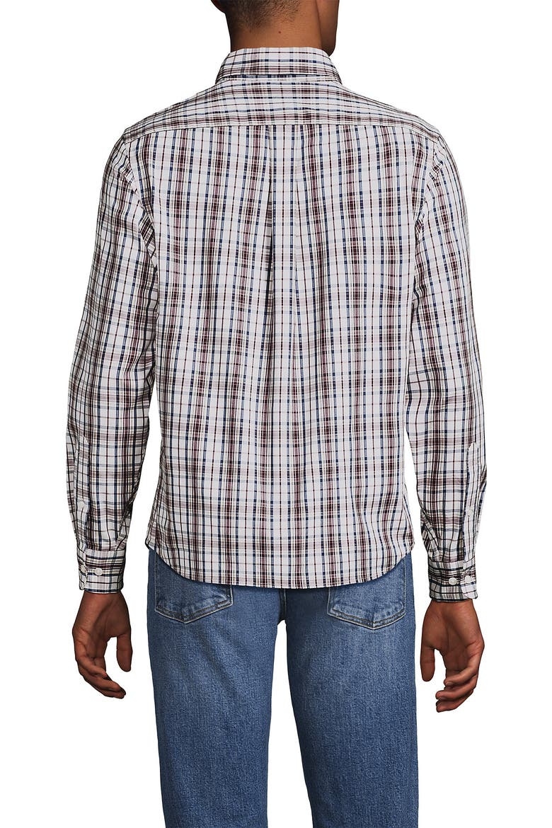 Traditional Fit Long Sleeve Travel Kit Shirt, Alternate, color, Ivory/Merlot Plaid
