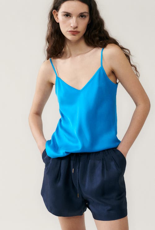 Silk Laundry Twill Slouch Shorts Midnight In Midnight