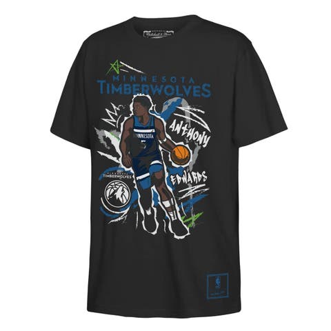 Youth Mitchell & Ness Anthony Edwards Black Minnesota Timberwolves Chalked Up Player T-Shirt
