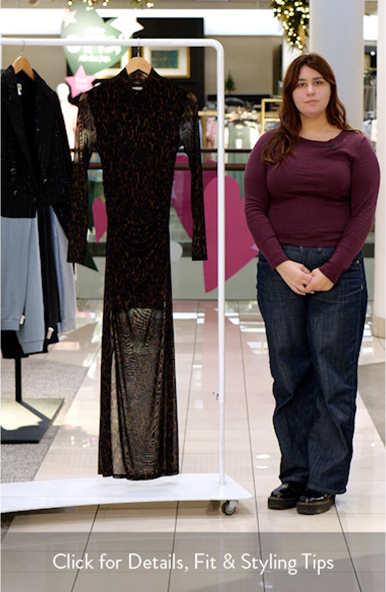 Mock Neck Long Sleeve Mesh Maxi Dress, sales video thumbnail