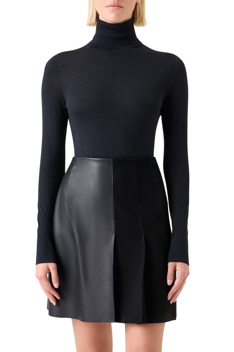 Fine Gauge Cashmere & Silk Turtleneck Sweater, Main, color, BLACK