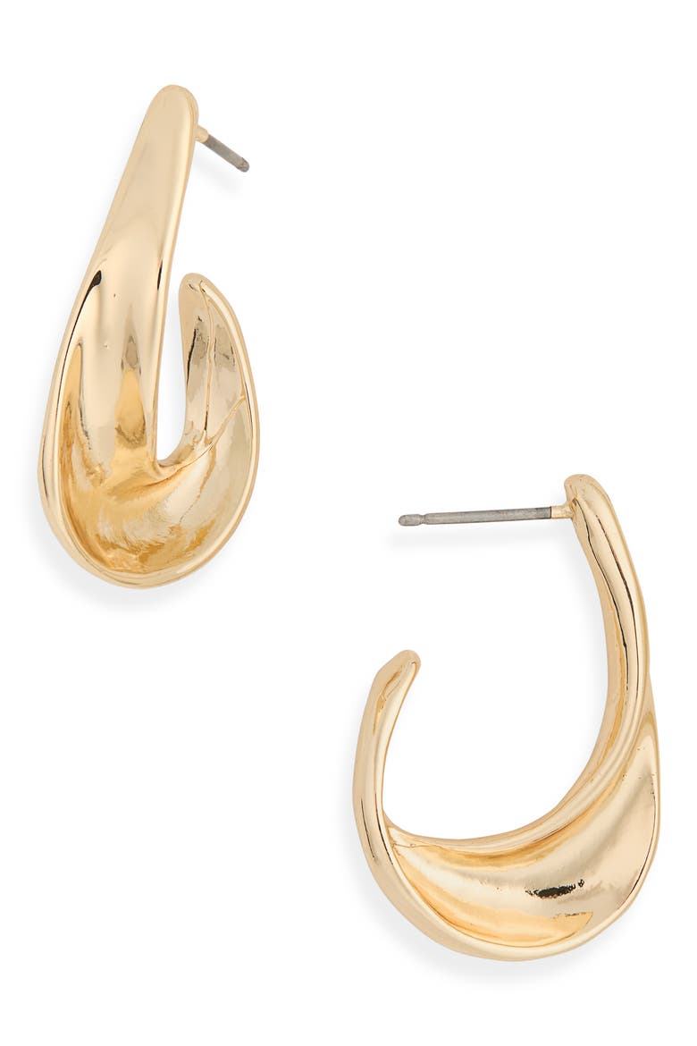 J-Hoop Earrings, Main, color, GOLD