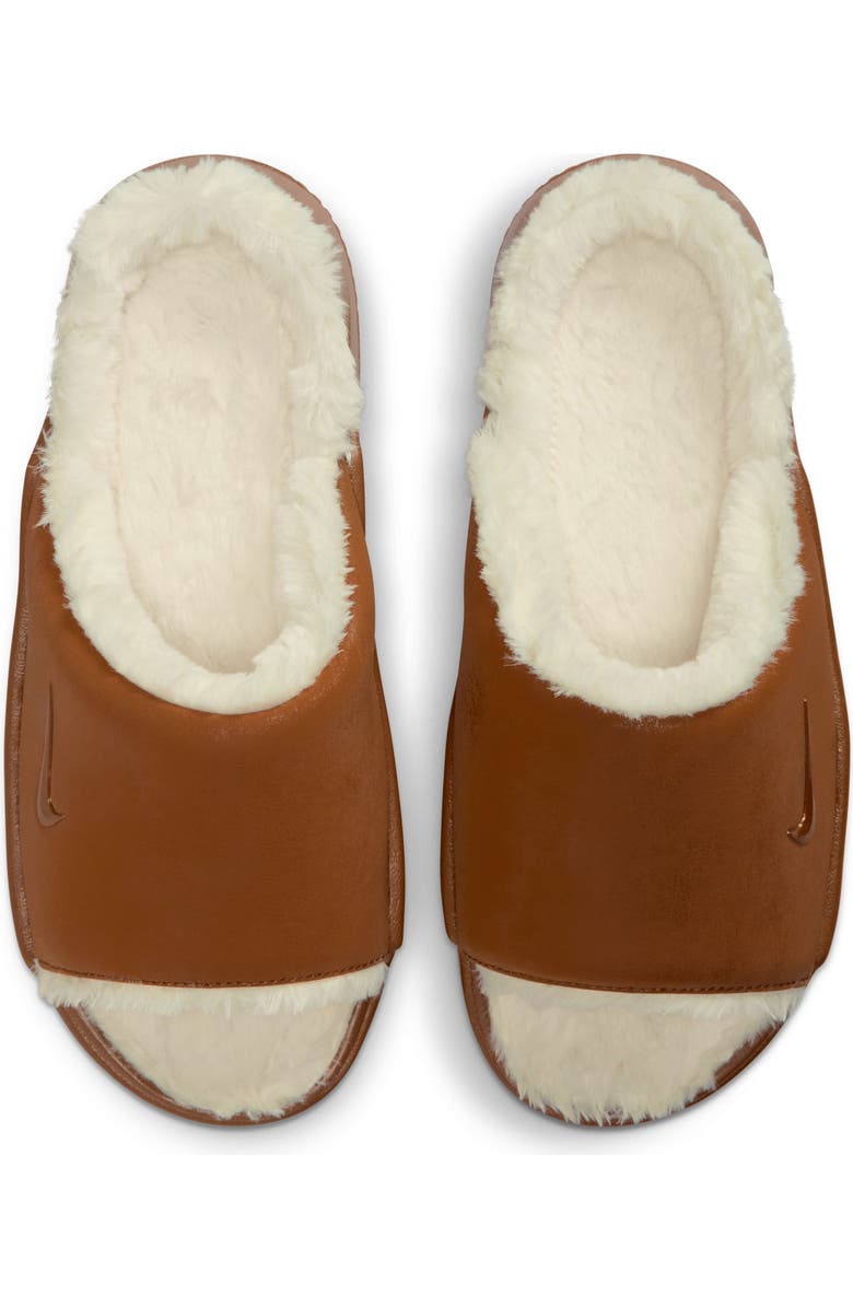 Nike Calm Elevation Faux Fur Lined Platform Slide, Alternate, color, Light Tan/ British Tan